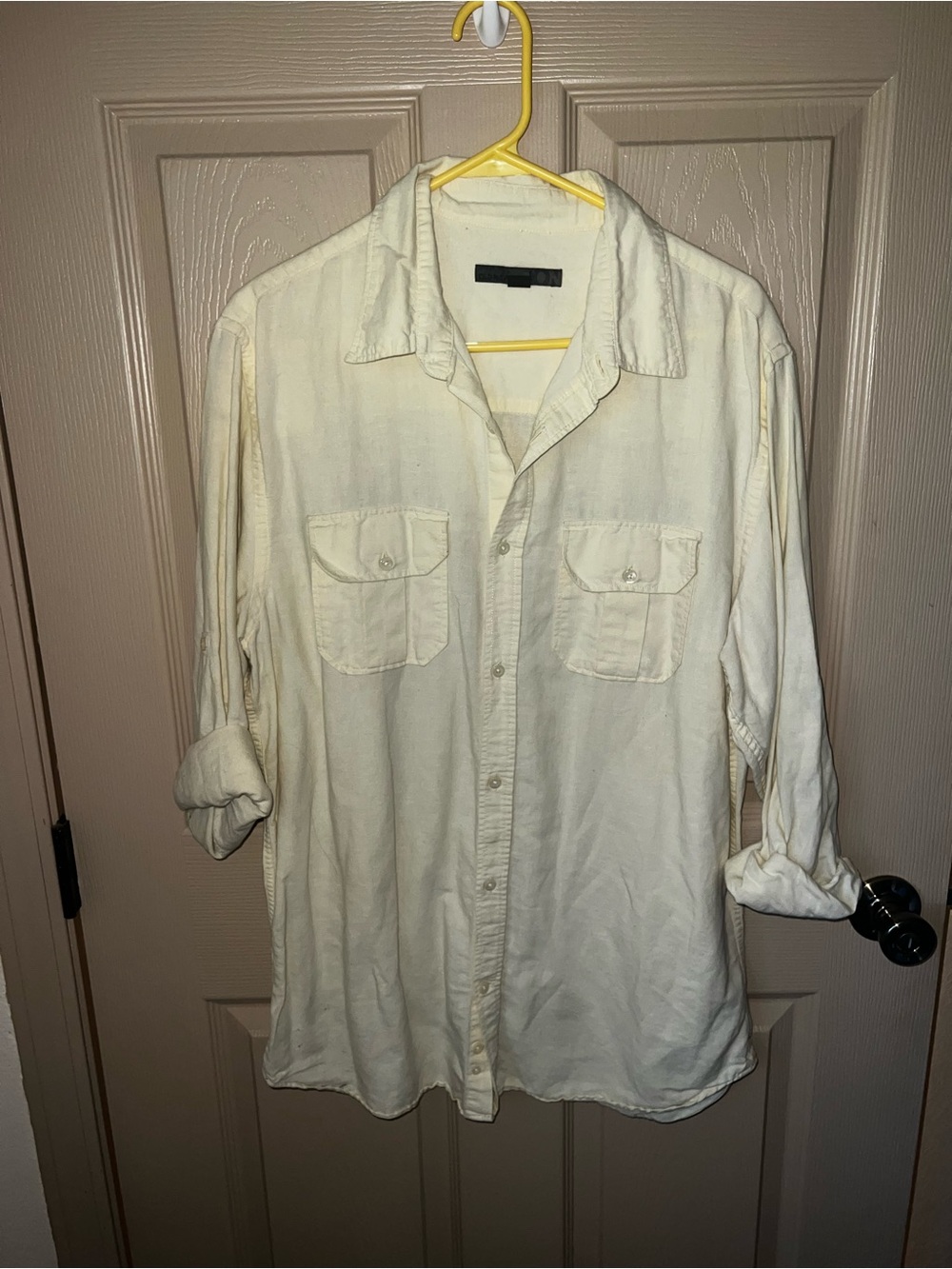 Old Navy Cream Button-Front Utility Shirt